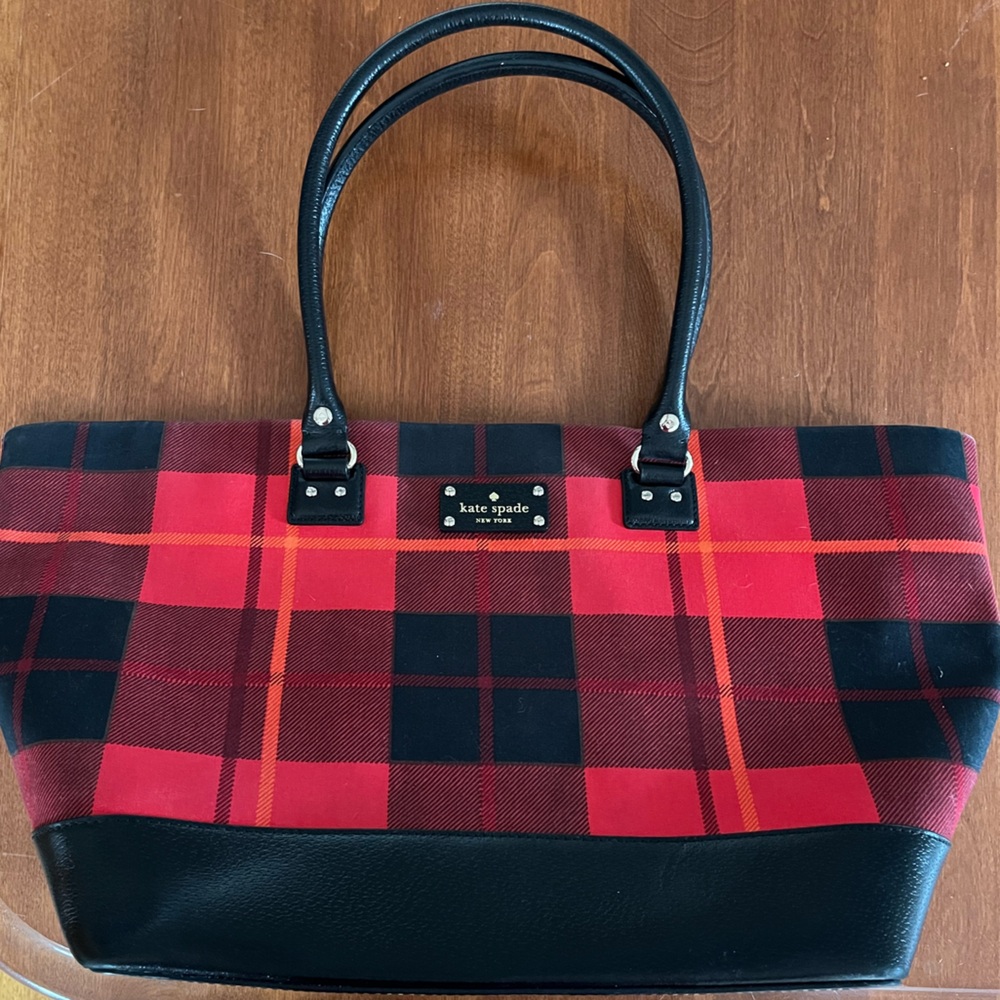 Kate Spade Oversize Red Plaid Tote